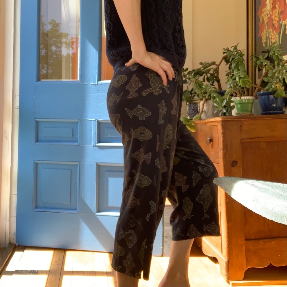 Rare Iconic Coastal Grandma Comfy Fish Lounger Capris Fresh Produce Sz L